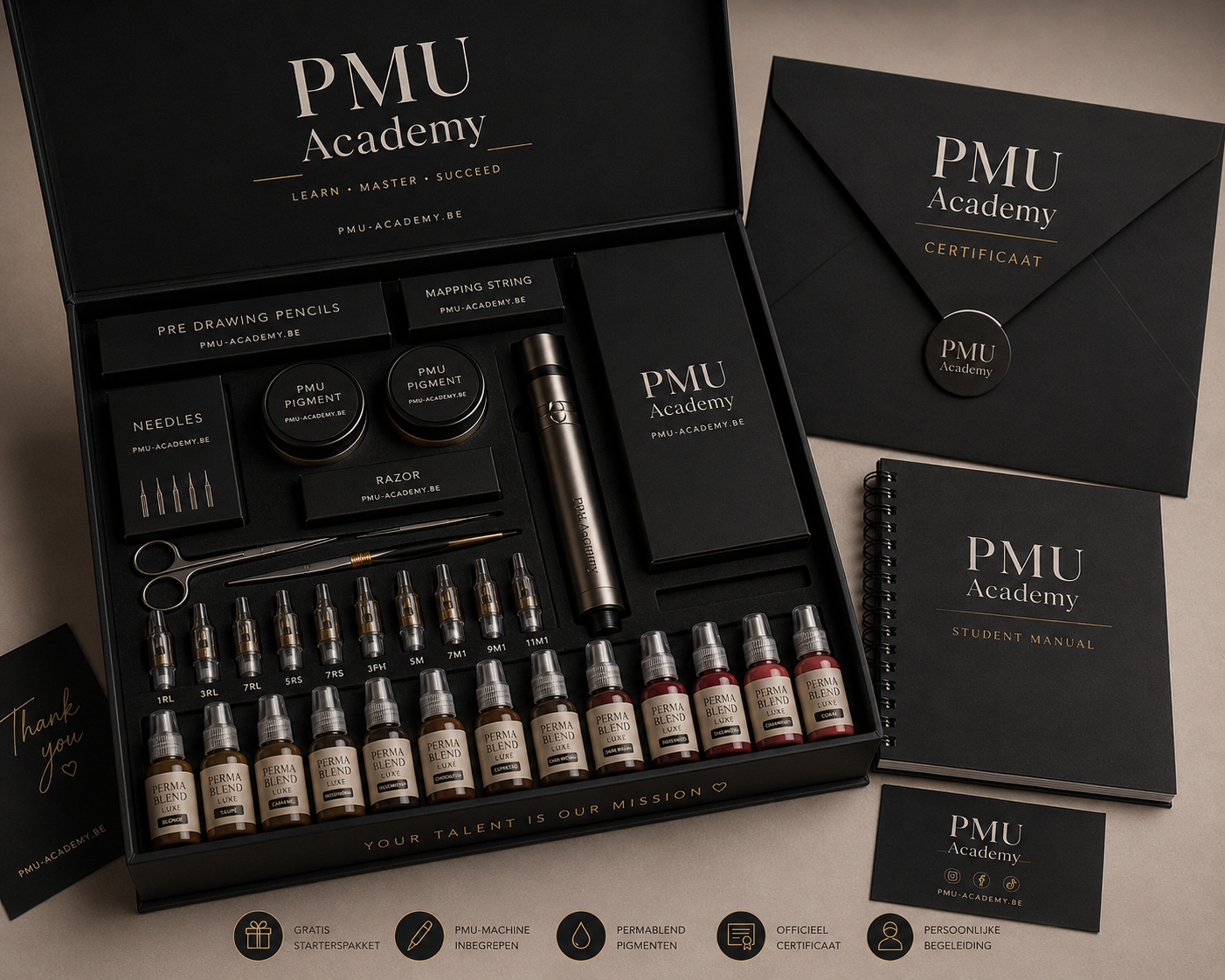 PMU Starterspakket met PMU-machine, pigmenten en cartridges